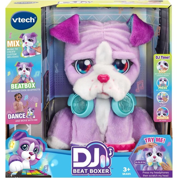 VTech DJ BEAT BOXER Plush Puppy Dog - Mix Music Dance Add Sound Effects